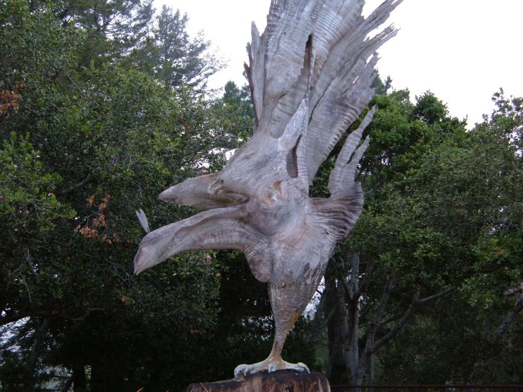 Phoenix carving - Nepenthe Restaurant, Big Sur photo DSCF0337.jpg