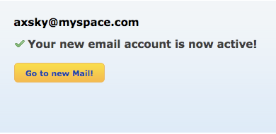 Email Successful MySpace Email Successful Message