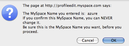 Confirm Profile URL Confirm MySpace Profile URL