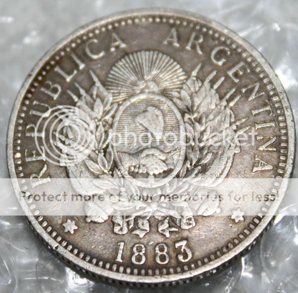 0026# 1883 Argentina 50 Centavos Silver  