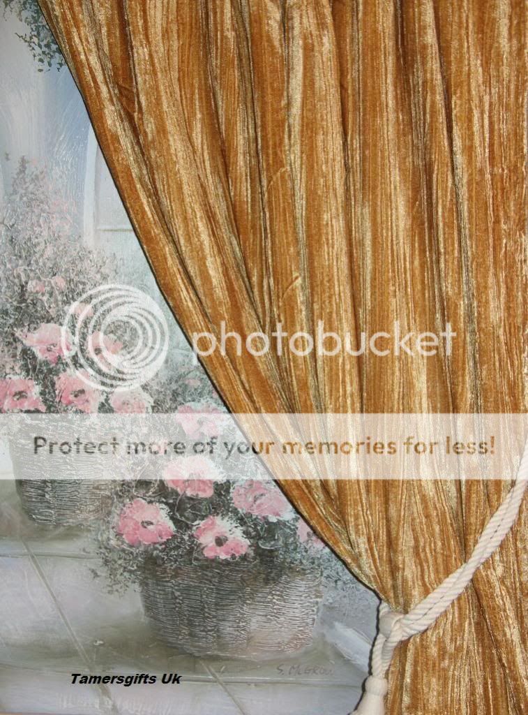 NEW LINED GOLD CRUSHED VELVET TYPE CURTAINS 104 X 72  