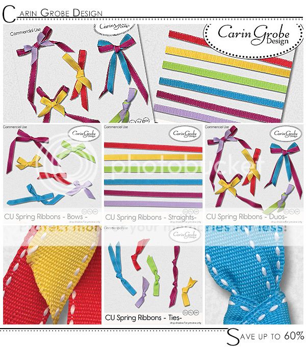 CU Spring Ribbons Carin Grobe Design Digital Scrapbooking Studio