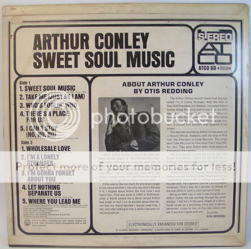 Arthur Conley   Sweet Soul Music LP ATCO Israeli Press  